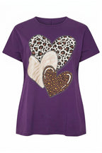 Plus Size Crew Neck Short Sleeve Printed Stretchy Fabric T-shirt