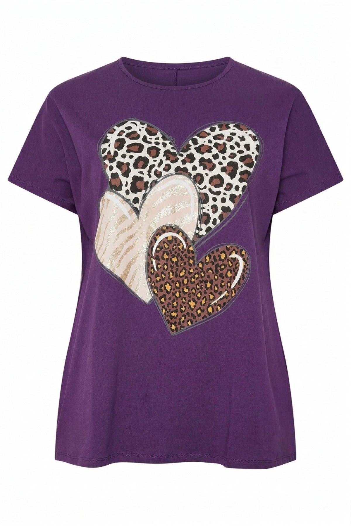 Plus Size Crew Neck Short Sleeve Printed Stretchy Fabric T-shirt