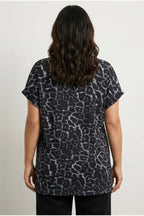 Plus Size Crew Neck Short Sleeve Leopard Print T-shirt
