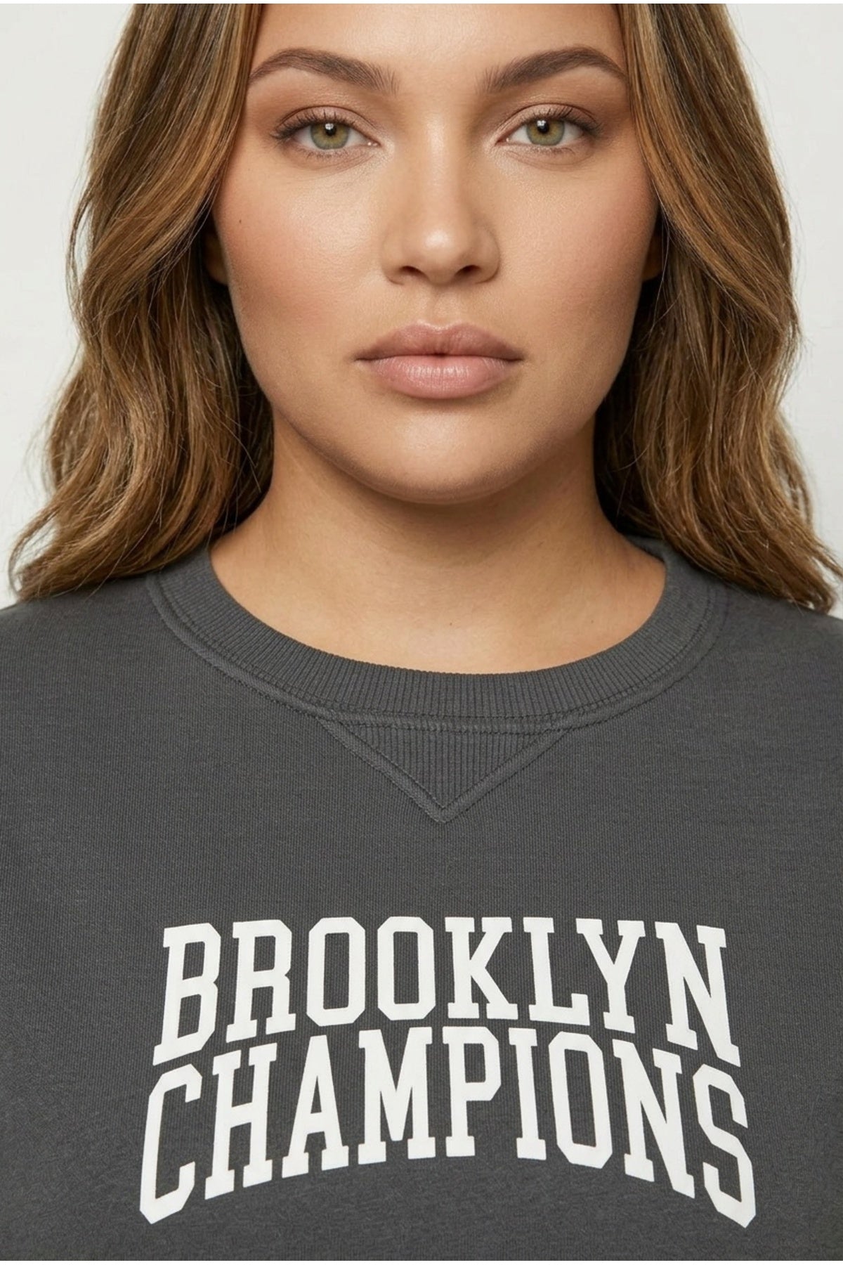 Plus Size Crew Neck Long Sleeve Front Printed Sweatshirt