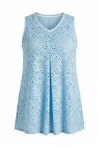 Plus Size V-Neck Sleeveless Lace Detailed Unlined Blouse