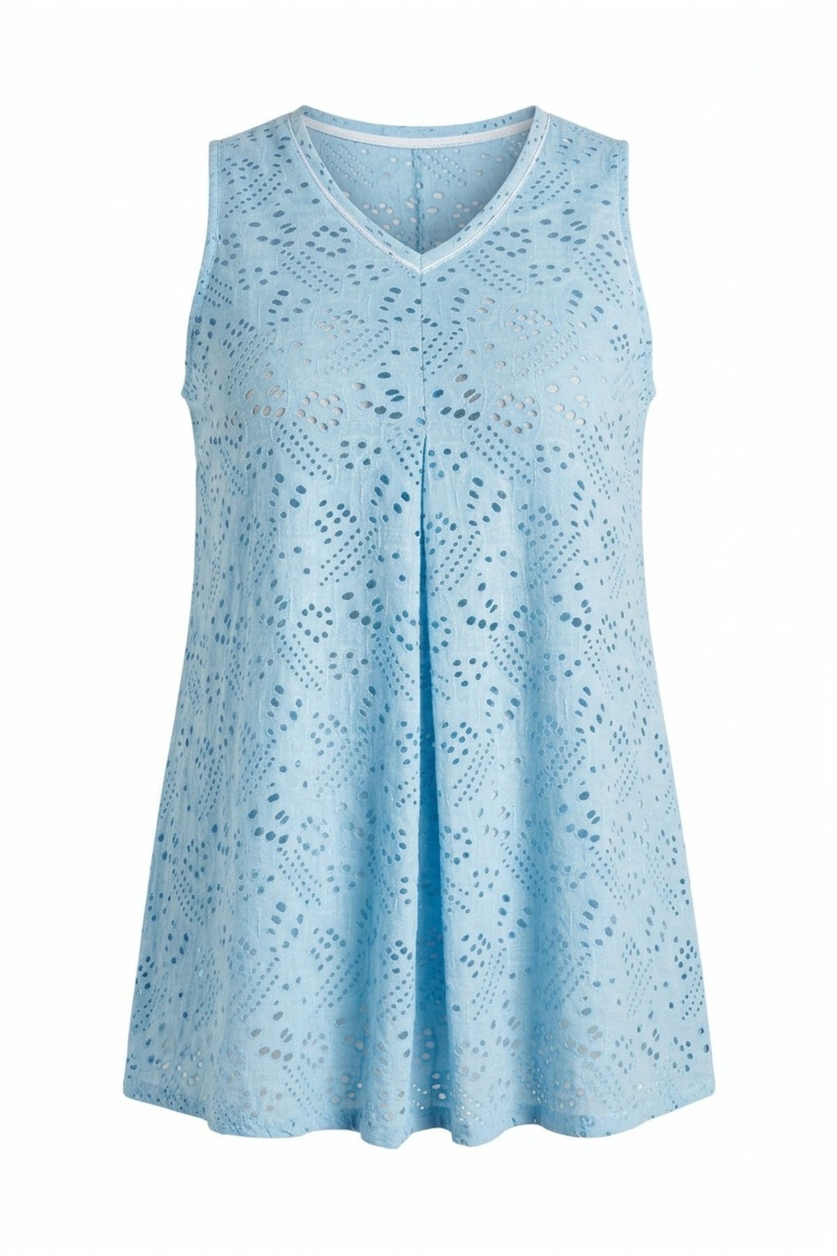 Plus Size V-Neck Sleeveless Lace Detailed Unlined Blouse