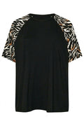 Plus Size Short Sleeve Crew Neck Leopard Print T-shirt
