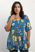 Plus Size Short Sleeve V-Neck Printed T-shirt