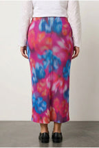 Plus Size Elastic Waist Patterned Lined Long Tulle Skirt