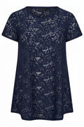 Plus Size V-Neck Short Sleeve Unlined Lace T-shirt