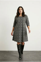 Plus Size Half Sleeve Crew Neck Pocketed Asymmetrical Cut Dress