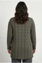 Plus Size Slit Detail Polka Dot Sequined Long Sleeve Crew Neck Blouse
