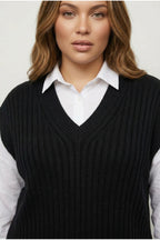 Plus Size V-Neck Short Sleeve Knit Sweater