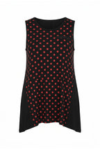 Plus Size Front Polka Dot Sleeveless Blouse