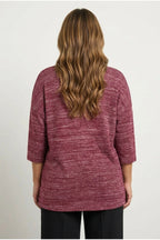 Plus Size Crew Neck Half Sleeve Button Detailed Sweatshirt