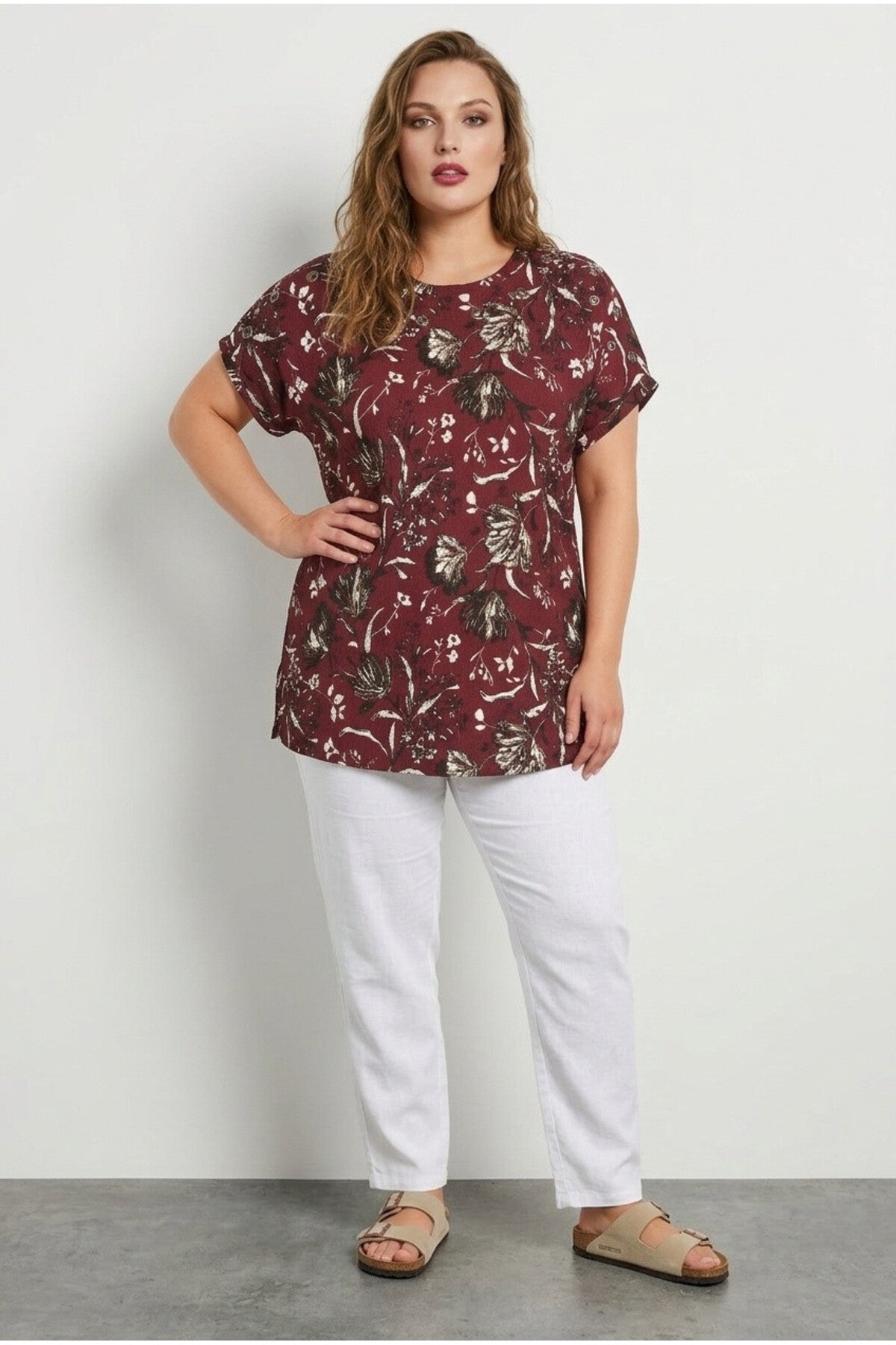Plus Size Short Sleeve Crew Neck Printed T-shirt