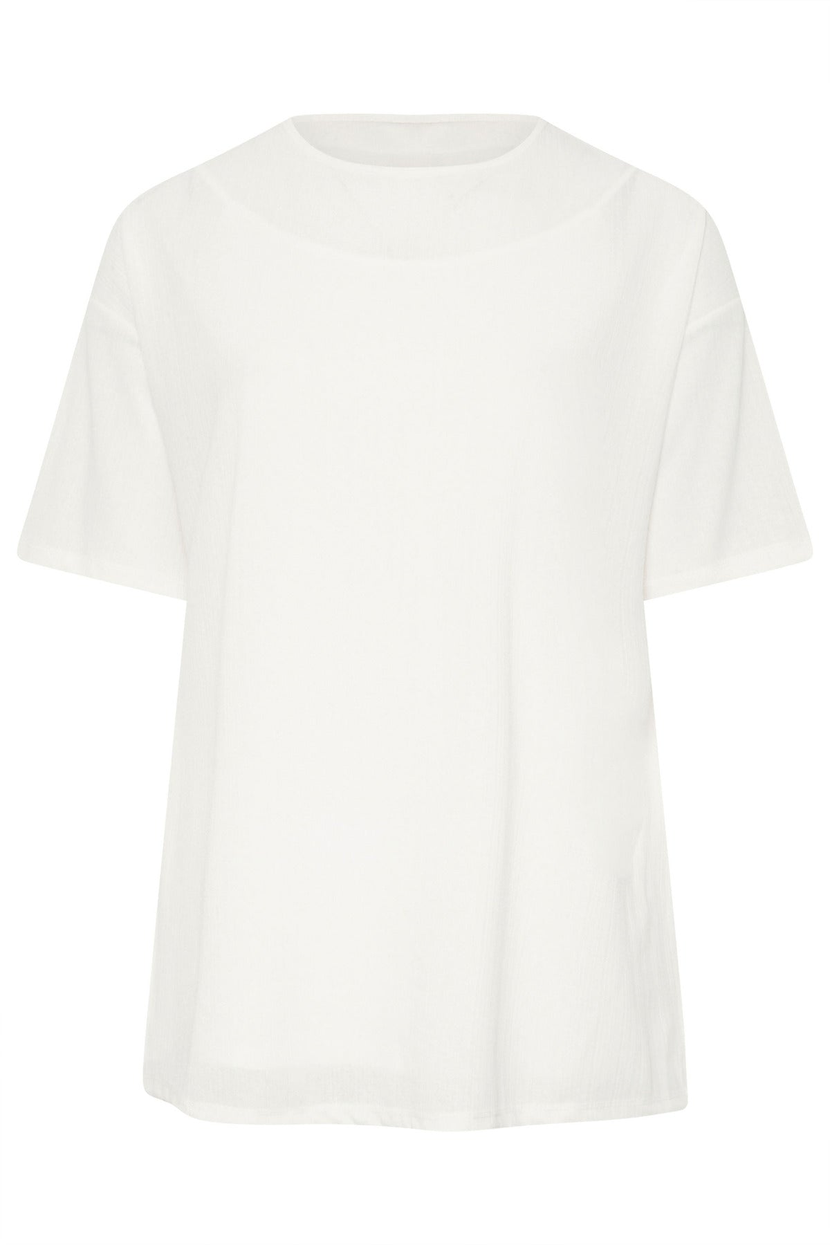 Plus Size Crew Neck Short Sleeve Side Slit Lined Blouse