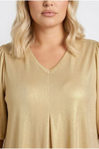 Plus Size V-Neck Short Sleeve Shimmering Look Blouse