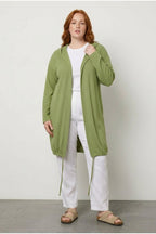 Plus Size Open Front Hooded Long Cardigan with Stretchy Fabric