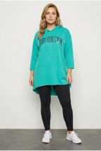 Plus Size Long Sleeve Hooded Sequin Tunic