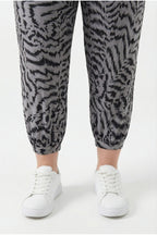 Plus Size Patterned Harem Pants with Elasticated Waist and Cuffs and Pockets