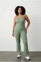 Plus Size Sleeveless Flare Leg Pull-on Stretchy Jumpsuit