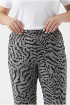 Plus Size Patterned Harem Pants with Elasticated Waist and Cuffs and Pockets