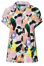 Plus Size Button-Front Short Sleeve Floral Print Shirt