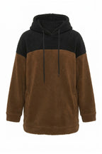 Plus Size Long Sleeve Hooded and Pocketed Plush Sweatshirt