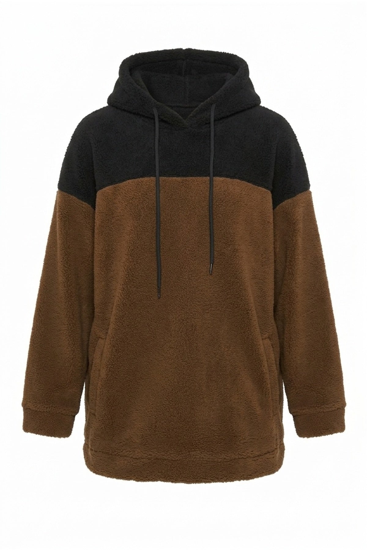 Plus Size Long Sleeve Hooded and Pocketed Plush Sweatshirt