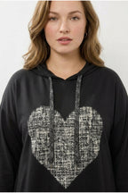 Plus Size V-Neck Long Sleeve Hooded Tunic Sweatshirt