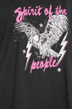 Plus Size Crew Neck Cut-Out Detailed Printed Short Sleeve T-shirt