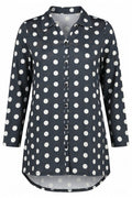 Plus Size Polka Dot Long Sleeve Stretchy Fabric Polyester Shirt