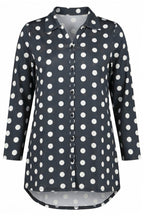 Plus Size Polka Dot Long Sleeve Stretchy Fabric Polyester Shirt