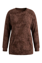 Plus Size Long Sleeve Crew Neck Front Pocket Patterned Sweatshirt
