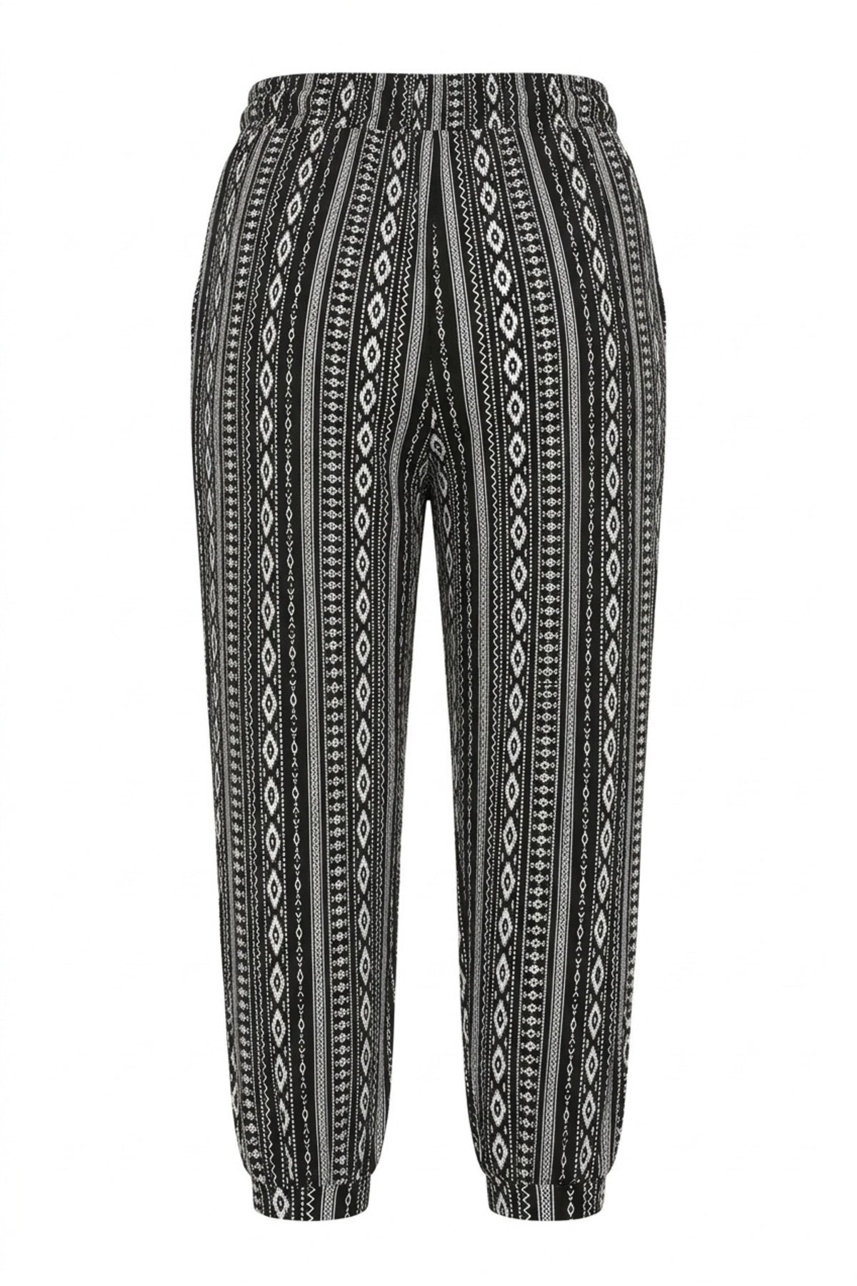 Plus Size Elastic Waist Pocketed Patterned Harem Pants