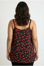 Plus Size V-Neck Strappy Tie-Detail Patterned T-shirt