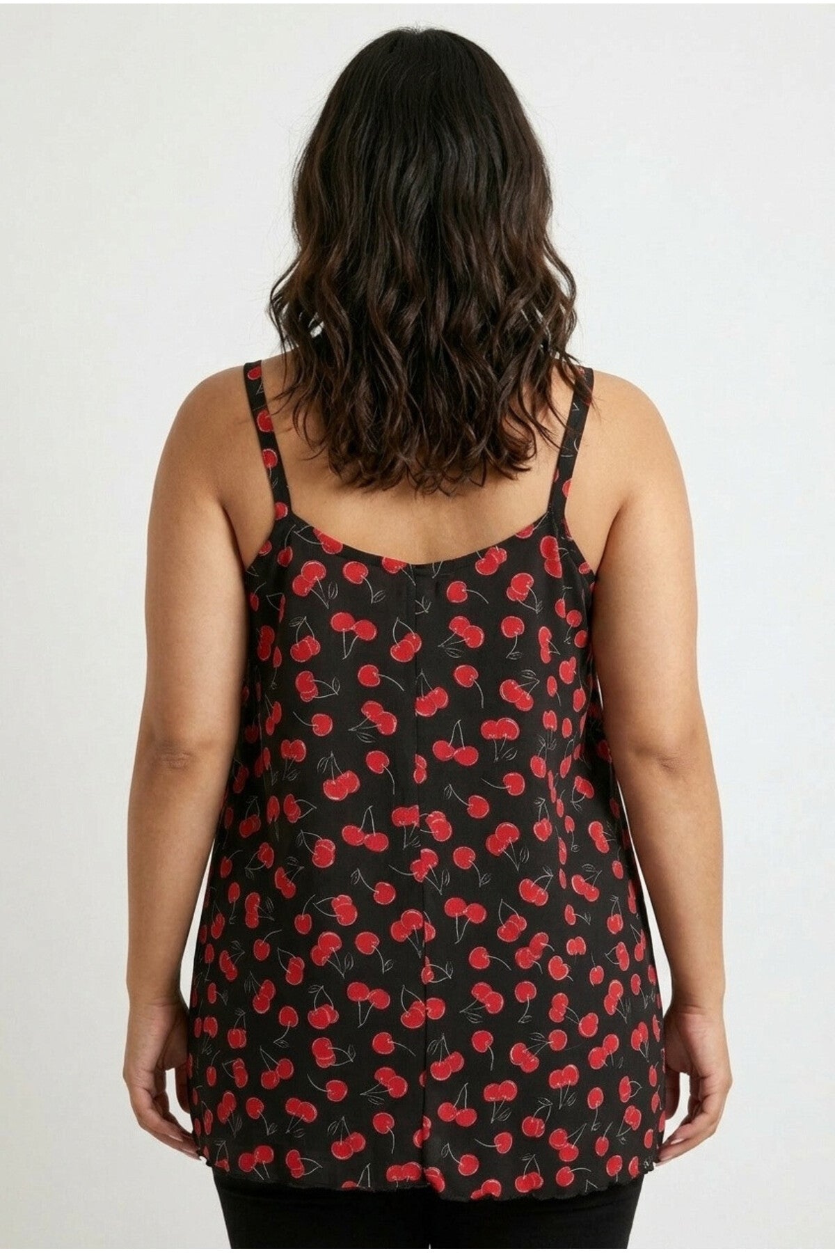 Plus Size V-Neck Strappy Tie-Detail Patterned T-shirt