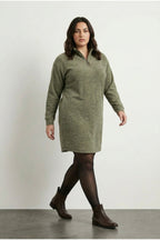 Plus Size Fluffy Textured Green Midi Dress