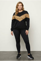 Plus Size Crew Neck Long Sleeve Patterned Sweatshirt