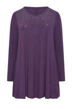 Plus Size V-Neck Long Sleeve Front Stone Embellished Blouse