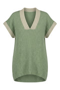 Plus Size V-Neck Short Sleeve Knit Sweater