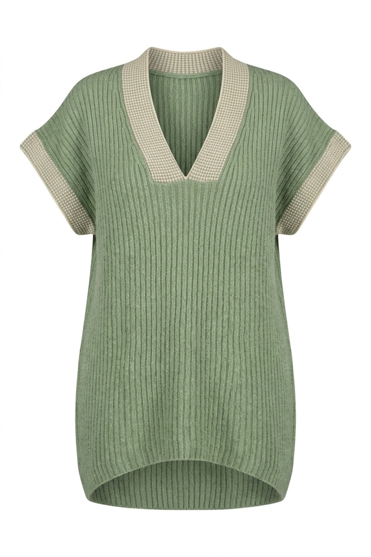 Plus Size V-Neck Short Sleeve Knit Sweater