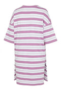 Plus Size Crew Neck Short Sleeve Side Slit Striped T-shirt