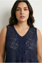 Plus Size V-Neck Sleeveless Unlined Lace T-shirt